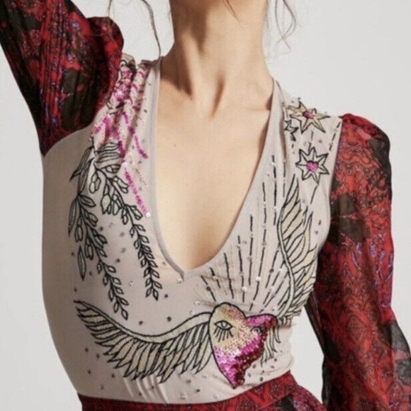 RARE | Free People Bali THROUGH THE FLOWERS Set Embellished Sequin - Picture 2 of 10